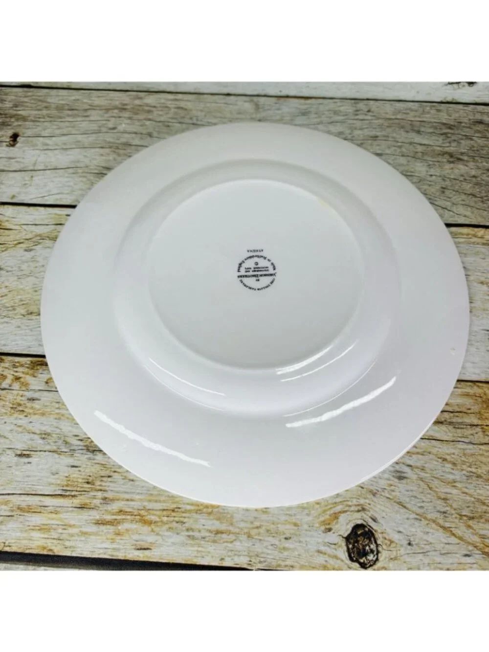 Johnson Brothers ATHENA White Ribbed Smooth England Ironstone Dinner Plate Set 4